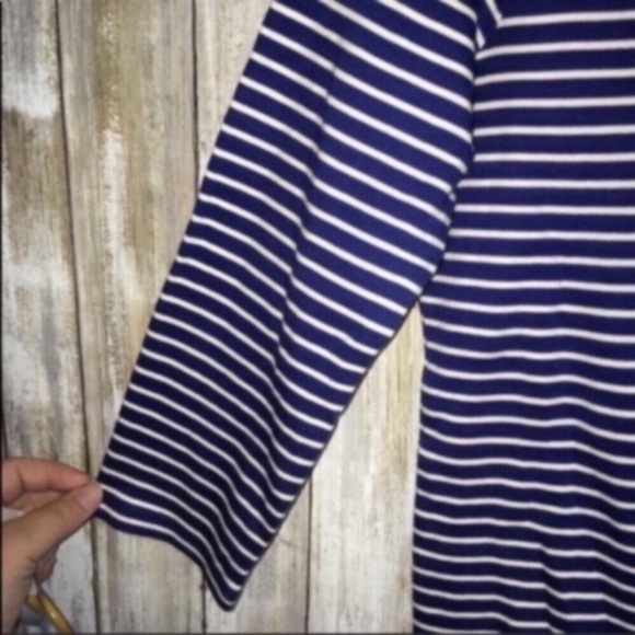 Talbots Blue Striped 3/4 Sleeve Blouse - Picture 4 of 4